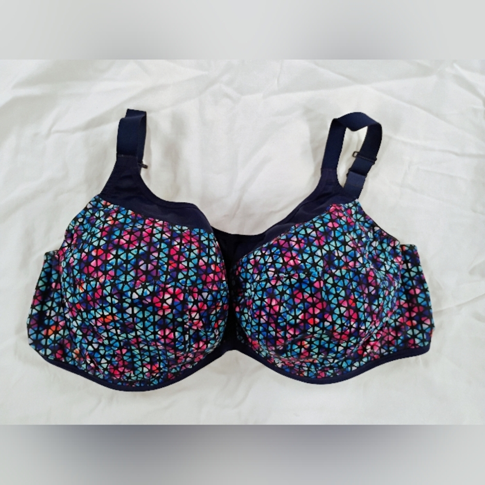 Elomi Energise Sports Bra Navy Geo 34G (34I)